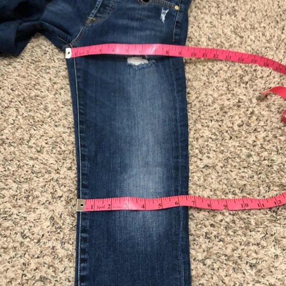7 For All Mankind Josafina Skinny Boyfriend Jeans Size 24 Distressed Dark Blue - Picture 9 of 11